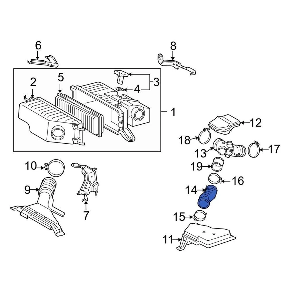 For Toyota Highlander 2006-2010 Toyota 1788220140 Engine Air Intake Hose Foto 1 de 1