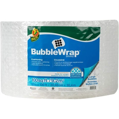 Duck Brand Large Bubble Cushioning Wrap [5/16 inch bubbles]: 12 in. x 100 ft. Cl - Image 1 of 4