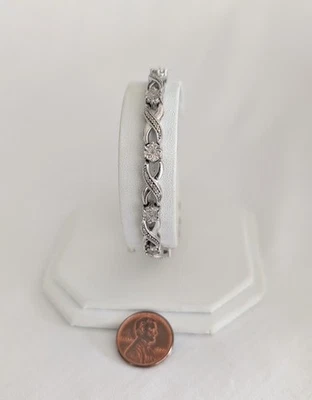 Diamond Bracelet Sterling 15.5 Grams Retail Price $299 Make Me An Offer! - Image 1 of 4
