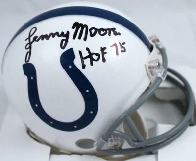 Minicasco autografiado por Lenny Moore de los Baltimore Colts con HOF-Prova *negro Foto 1 de 4