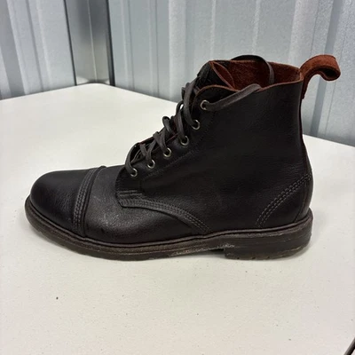 Hombres 10.5 D Allen Edmonds Normandía Marrón Cuero Puntera Botas con Cordones Foto 1 de 4
