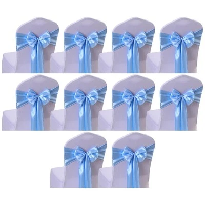 Trendy Satin Chair Cover Bands for Party Decoration 10 Pack Multiple Colors - Image 1 of 4