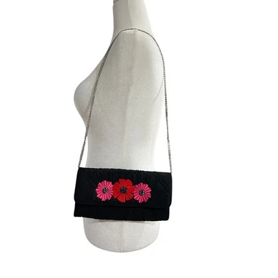 Vera Bradley Auténtico Bolso de Mano Celebración/Bolso de Hombro Negro Rosa y Rojo Amapola Foto 1 de 4