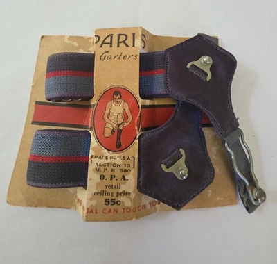 Par De Ligas Calcetín Paris De Colección Nuevas en Tarjeta Azul Marino, Azul Claro y Rayas Rojas Foto 1 de 4