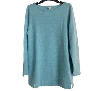 J. Jill 100% Cashmere Ultra Soft Turquoise Blue Pullover Tunic Sweater Size S - Picture 1 of 5