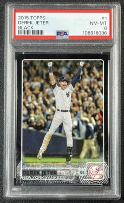 DEREK JETER PSA 8 2015 TOPPS BASEBALL #1 BLACK 22/64 YANKEES - Image 1 of 2