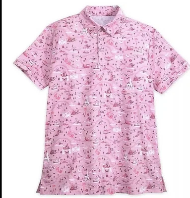 Рубашка-поло Disney Parks Park Life размер 2XL-Аттракционы-Поездки-Иконы-Розовая - Изображение 1 из 4