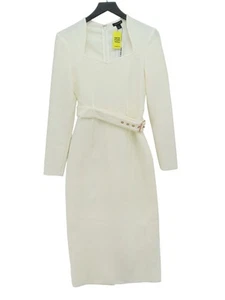 Karen Millen Women's Midi Dress S Cream Polyester with Elastane Bodycon - Picture 1 of 5