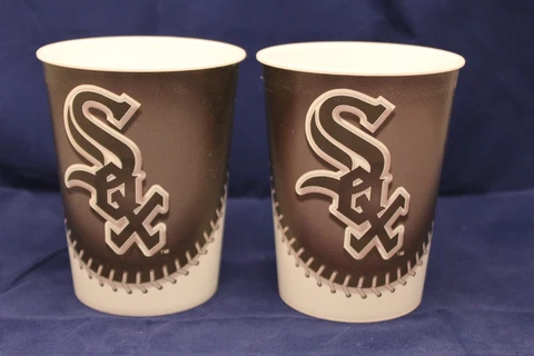 *2-SET* CHICAGO WHITE SOX PLASTIC TUMBLERS Baseball MLB Hallmark 16 oz Cups NEW Cover