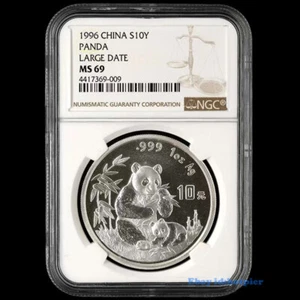 1996 China S10Y 1oz Panda Coin Large Date MS 69 NGC Collection - Picture 1 of 2