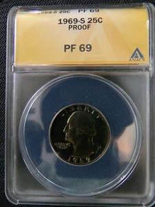 1969S WASHINGTON QUARTER ANACS PF69 - Picture 1 of 2