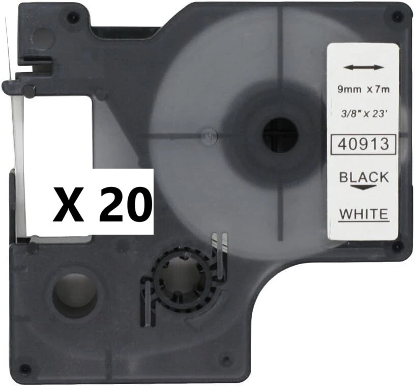 20 X 9 мм этикетка ленты 40913 D1 DM1 черный на белом для этикетировочных машин принтеров DYMO - Изображение 1 из 1