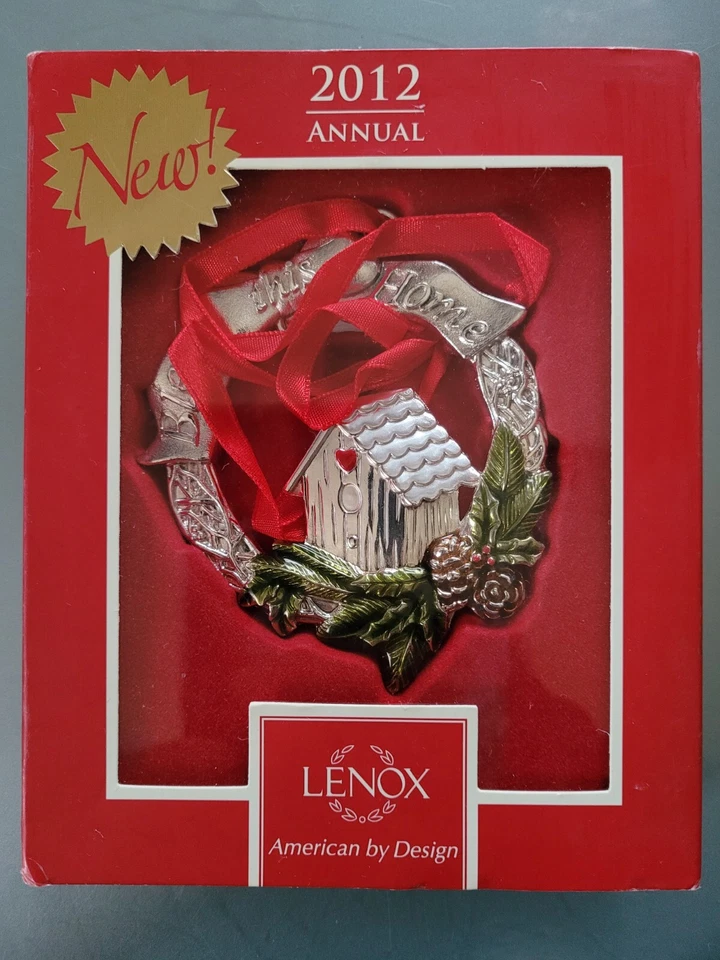 Lenox  Bless This Home House Wreath Silver Plated Ornament # 829847 tub4