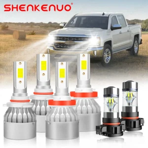 6x 6000K LED Headlight + Fog Light Bulbs For Silverado 1500 2500 2007-2015 - Picture 1 of 21