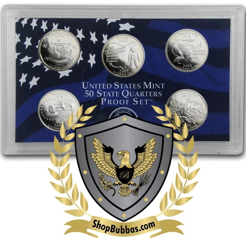 2002 S Proof State Quarter Set GEM * NO BOX/COA/CASE 5 Coins IN BLUE CLAD INSERT Cover