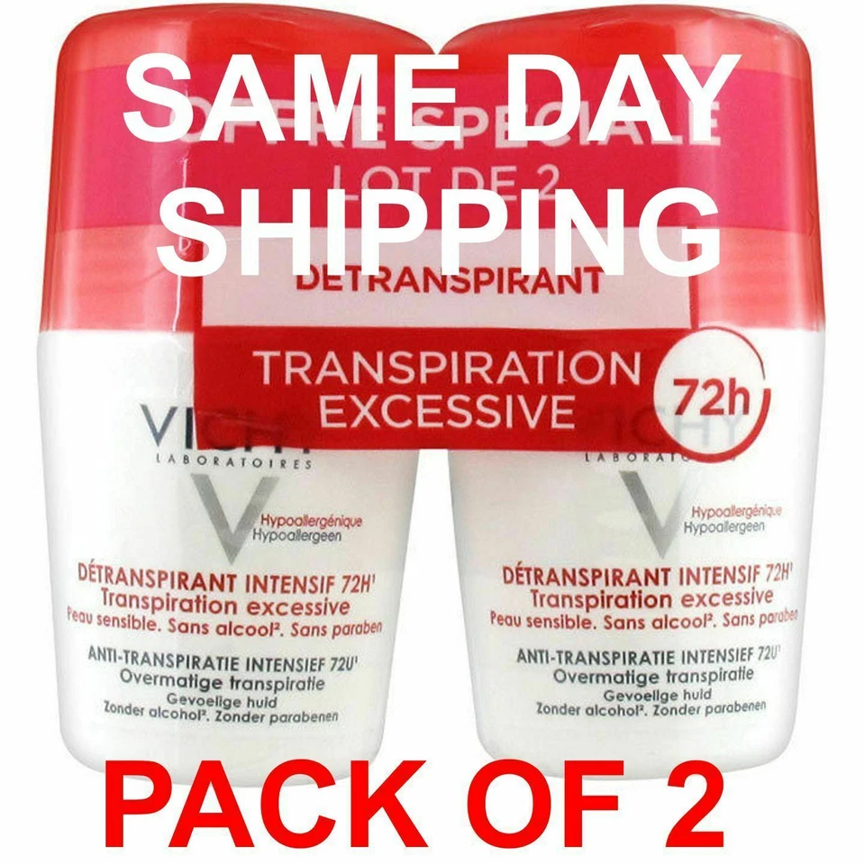 Vichy 72 Hours Excessive Transpiration Deodorant Roll-On - 2 Pack