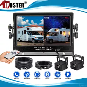 7 Inch Split 2 Screen DVR Monitor 2x 4PIN Rear View Backup Camera 12-24v Caravan - Picture 1 of 24