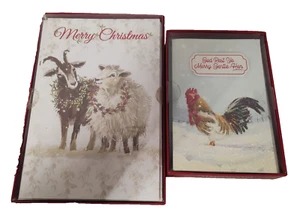 Neu im Karton Bauernhof Motiv Weihnachtskarten Huhn Ziege Schafe 18 insgesamt mit Umschlägen - Bild 1 von 8