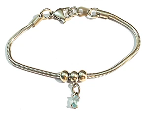 Bracciale snake donna in acciaio con ciondolo acquamarina argento 925 Swarovski - Foto 1 di 3