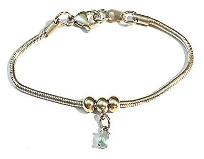 Bracciale snake donna in acciaio con ciondolo acquamarina argento 925 Swarovski - Immagine 1 di 3