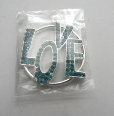 Dije incrustado de plata para hacer joyas, detalles de diamantes de imitación azules, encanto de plata Foto 1 de 4