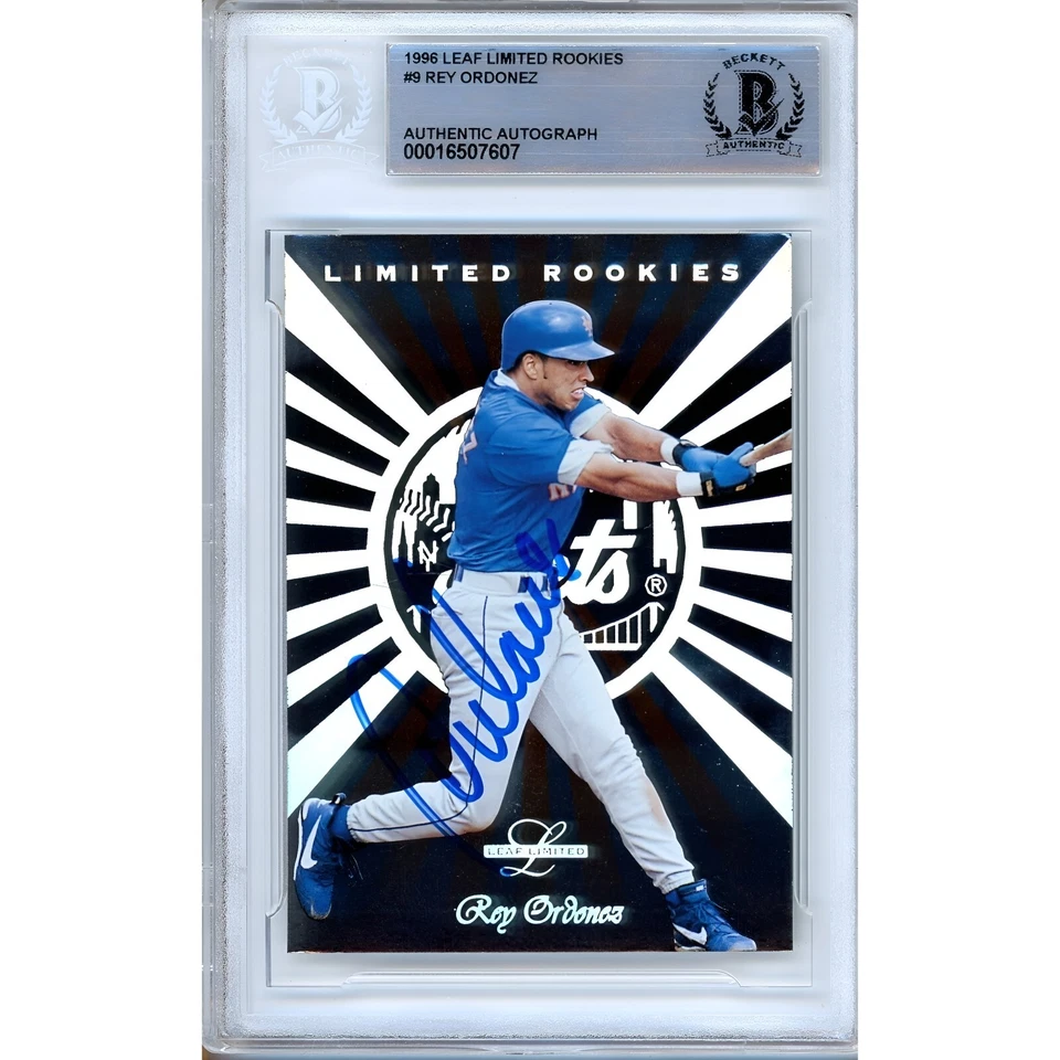 Rey Ordonez Signed 1996 Leaf Limited Rookies #9 Card AUTO Beckett Slab NY Mets - Image 1 of 4