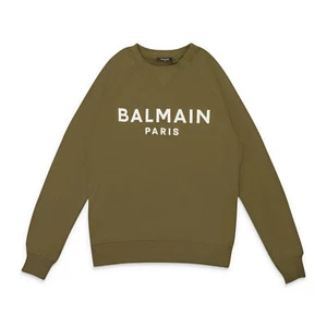 NWT BALMAIN LOGO CREWNECK KHAKI SWEATSHIRT SIZE S $795 - Picture 1 of 3