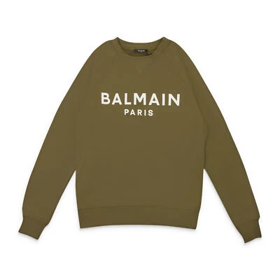 SUDADERA CAQUI CUELLO REDONDO LOGO BALMAIN NUEVA CON ETIQUETAS TALLA S $795 Foto 1 de 3