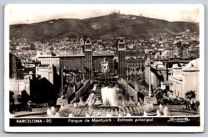 Real Photo Postcard RPPC Barcelona Spain Montjuich Park Main Entrance - Bild 1 von 2