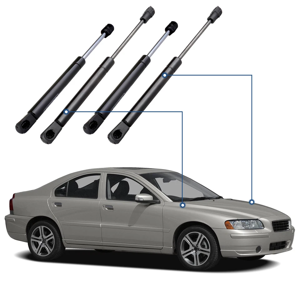 For 2001-2007 Volvo S60 Qty 4 Front Hood & Rear Trunk Lift Supports Gas Struts Foto 1 de 4