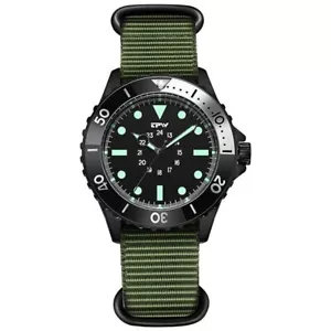 2025 Diver Style Field Watch 40mm Case 24 Hours Dial Rotating Bezel Fabric Strap - Picture 1 of 21