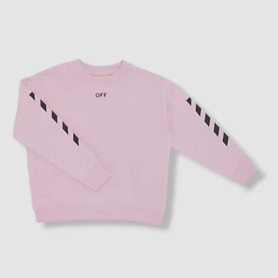 $290 Off-White Kids Girl's Pink Stamp Crewneck Sweatshirt Sweater Size 8 - Image 1 of 3