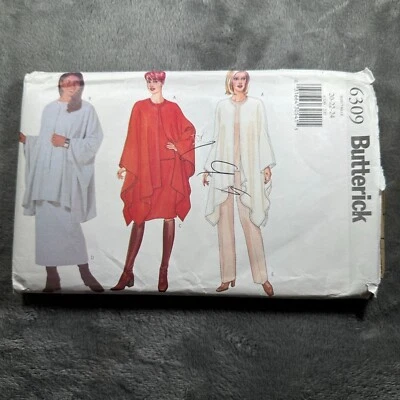 Butterick Sewing Pattern 6309 Y2K Cape Top Tunic Midi Skirt Pants Sizes 20-24 - Image 1 of 4