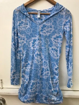 Sudadera con Capucha Soybu Azul y Blanco Floral Harmony Lados Acanalados Talla XS Extra Pequeña Foto 1 de 3
