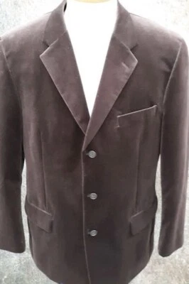 New Men’s Alfani Macys 3 Button Brown Velvet SportCoat Jacket Blazer 44L - Изображение 1 из 4
