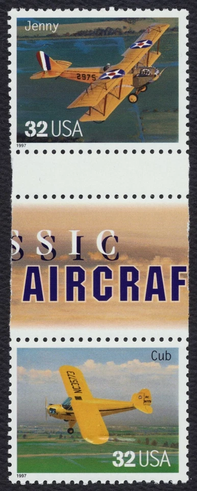 #3142 32c Classic Aircraft, Horizontal Gutter Pair [3] **ANY 5=FREE SHIPPING** - Image 1 of 1