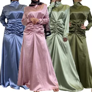 Dubai Turquía Mujeres Caftán Mangas Largas Maxi Vestido Abaya Musulmán Ramadán Fiesta Vestido - Imagen 1 de 44