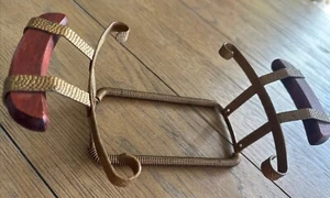 Vtg Expandable Copper Trivet Casserole Dish Holder Red Wood Handle Server 6-9.5" - Picture 1 of 8