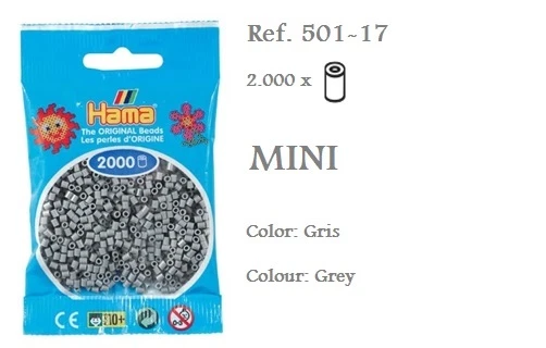 501-17 Hama Beads MINI gris,grey 2000 piezas - Imagen 1 de 1