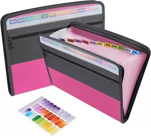 Expanding File Folder with Sticky Labels, 13 Pocket Accordion Document Organizer - Picture 1 of 11