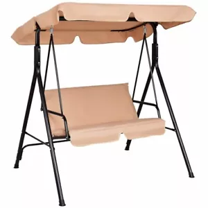 2-Person Patio Porch Swing Bench Swing Outdoor Outdoor Padded Canopy W/ Cushion - Picture 1 of 12