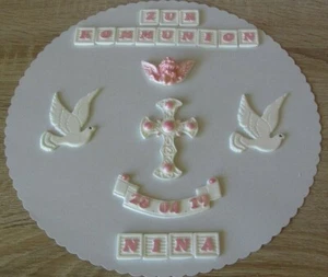 Kommunion Konfirmation Taufe Firmung Tortenaufleger Tortendeko Fondant Torte - Bild 1 von 22