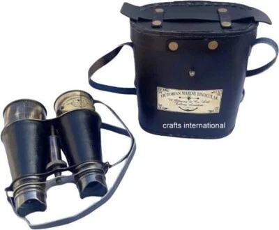 Binoculares marinos victorianos de 6"" Londres 1915 con estuche de cuero para regalo Foto 1 de 2