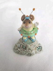 (1) Wee Forest Folk Alien EV-1 Spaceship UFO 2003 WFF mouse Green Ship Blue Shoe - Picture 1 of 10