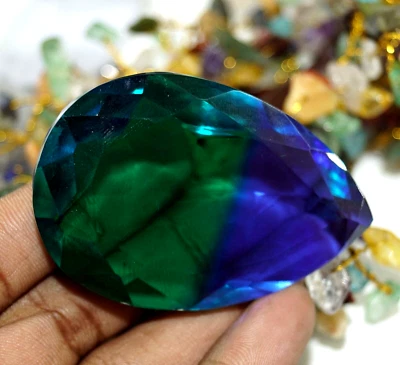 Certified 283 Ct Natural Big Size Tourmaline Multi-Color Pear Cut Loose Gemstone - Image 1 of 4