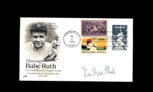 Lee MacPhail JSA Signed FDC 1983 First Day Cover Cache Babe Ruth Autograph - Picture 1 of 3