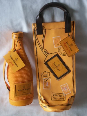 2 Bolsas de Compras Veuve Clicquot Champagne Naranja Aislado Bolsos Brut Travel Foto 1 de 4