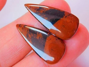 Natural Marconi Jasper Teardrop Jewelry Making Gemstone Pair Fancy Pear Cabochon - Picture 1 of 7