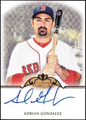/5 2011 Topps Marquee Monumental Markings AUTOGRAPHS GOLD #AG Adrian GONZALEZ /5 - Image 1 of 3