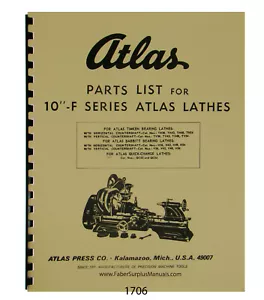 Lista de piezas de torno serie Atlas 10-F #1706 - Imagen 1 de 6